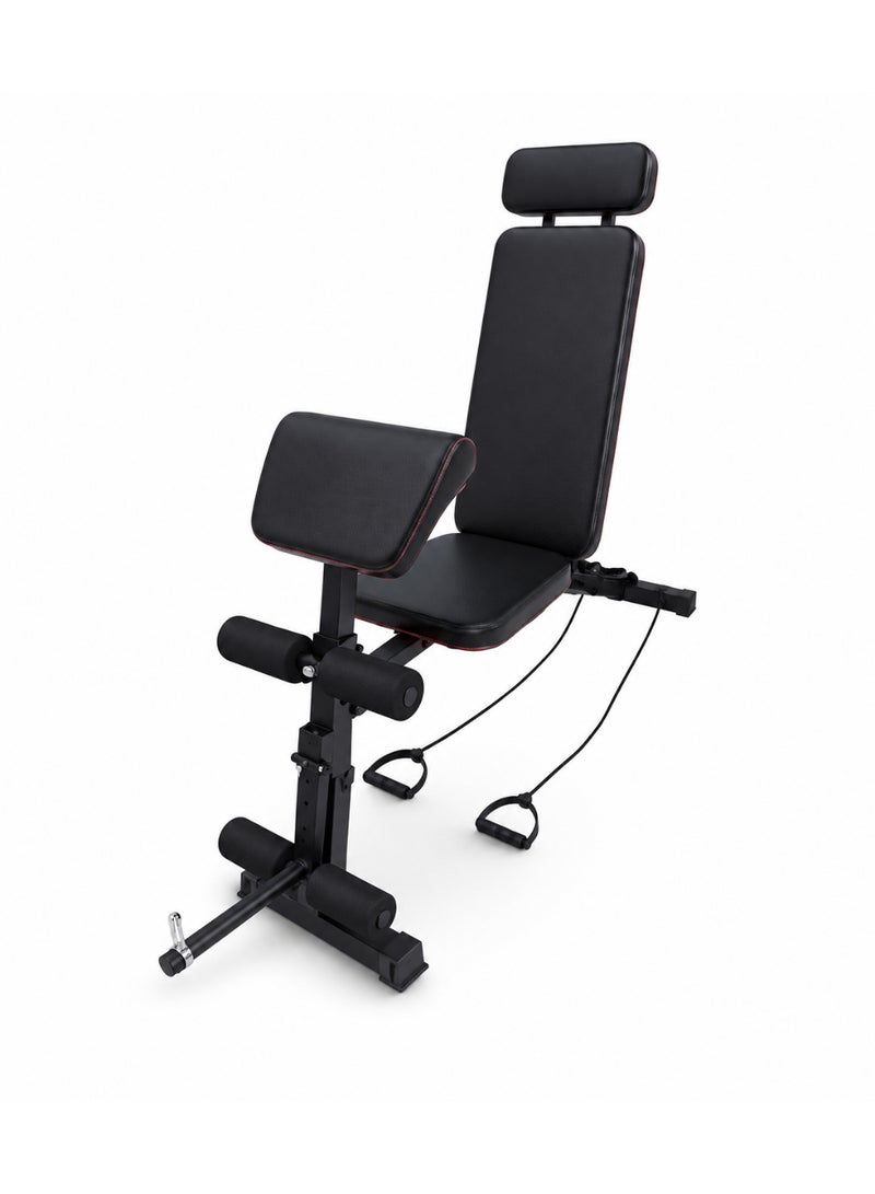 Lifetop Adjustable Multi-Function Weight Bench with Resistance Bands, Sit-Up & Dumbbell Workout Bench - Image 1