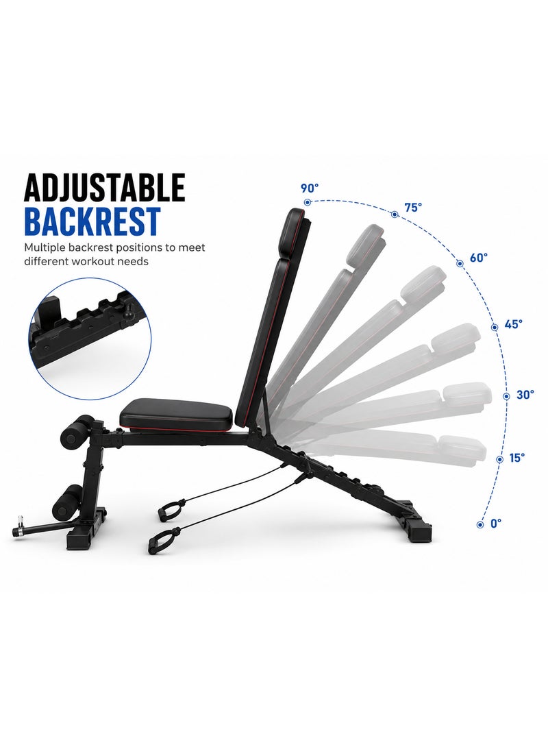 Lifetop Adjustable Multi-Function Weight Bench with Resistance Bands, Sit-Up & Dumbbell Workout Bench - Image 3