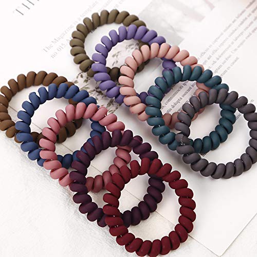 FAVELA Telephone Wire Elastic Hair Bands – Set of 5 | Colorful and Stretchable Ponytail Headwear Headband Holders Rubber Bands for Girls and Women | No Crease, No Damage Hair Ties - Image 3