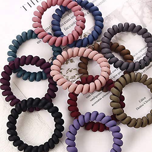 FAVELA Telephone Wire Elastic Hair Bands – Set of 5 | Colorful and Stretchable Ponytail Headwear Headband Holders Rubber Bands for Girls and Women | No Crease, No Damage Hair Ties - Image 4
