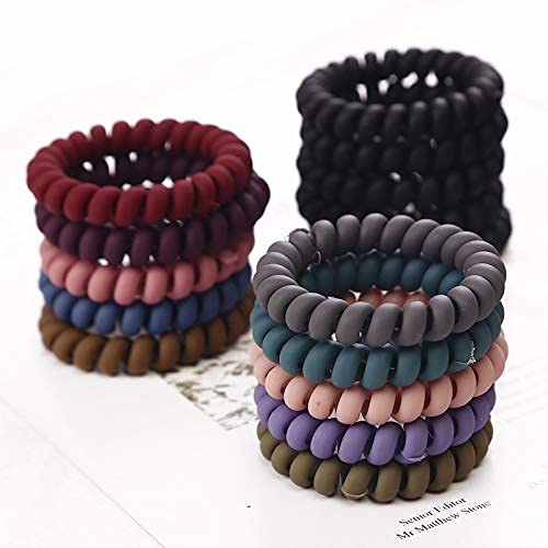 FAVELA Telephone Wire Elastic Hair Bands – Set of 5 | Colorful and Stretchable Ponytail Headwear Headband Holders Rubber Bands for Girls and Women | No Crease, No Damage Hair Ties - Image 5