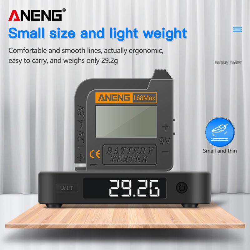 Digital Battery Tester: Grey Mini Compact Portable Tool - No External Battery Required Easy-to-Read LCD Display - Universal Voltage Capacity Checker for AA AAA D C 9V 18650 CR2032 LR44 Batteries - Image 3