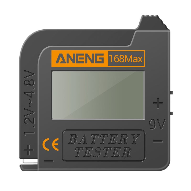 Digital Battery Tester: Grey Mini Compact Portable Tool - No External Battery Required Easy-to-Read LCD Display - Universal Voltage Capacity Checker for AA AAA D C 9V 18650 CR2032 LR44 Batteries - Image 1