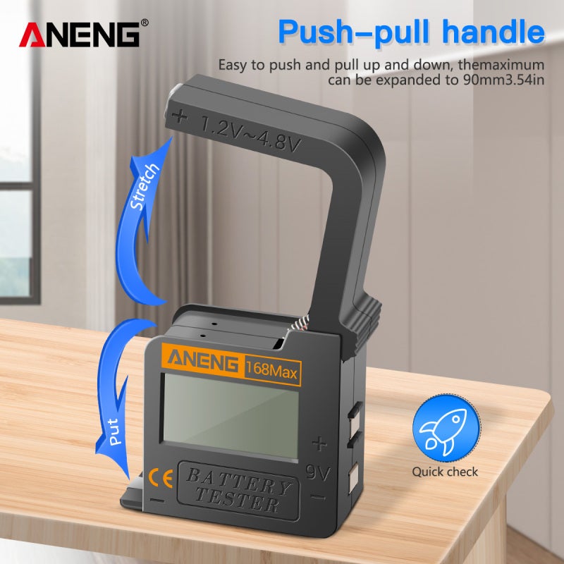 Digital Battery Tester: Grey Mini Compact Portable Tool - No External Battery Required Easy-to-Read LCD Display - Universal Voltage Capacity Checker for AA AAA D C 9V 18650 CR2032 LR44 Batteries - Image 2