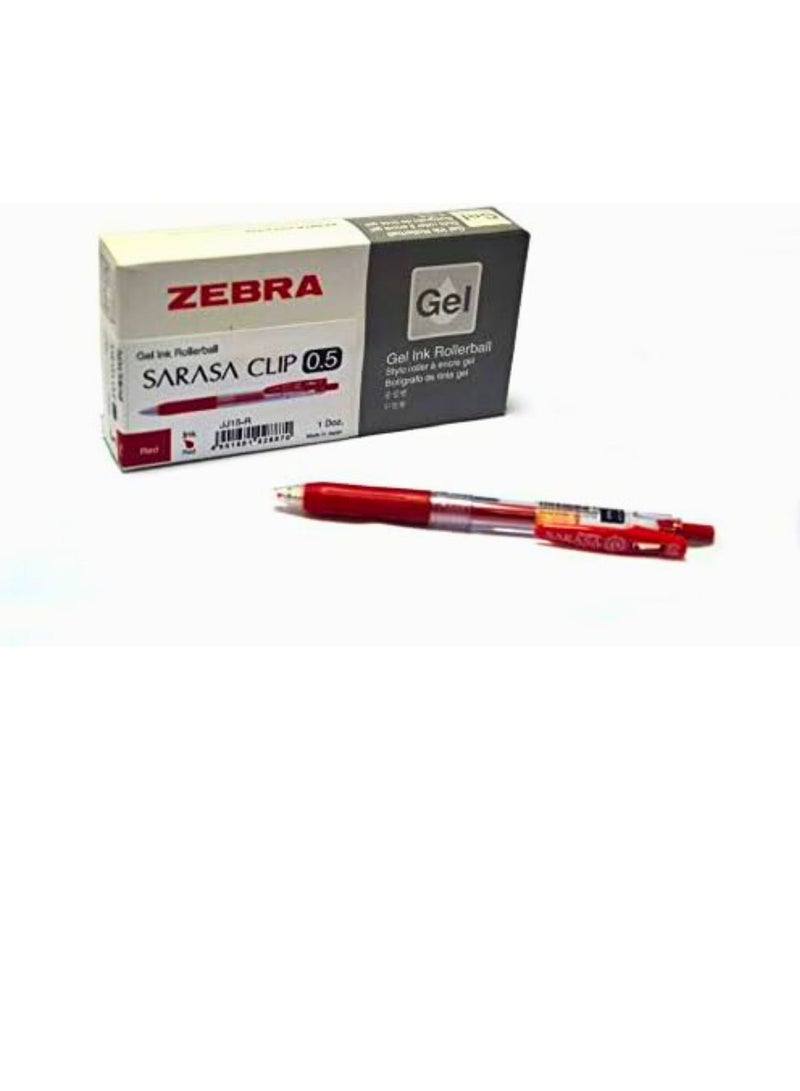 زيبرا قلم حبر جل ساراسا كليب من زيبرا 0.5 (أحمر) - مجموعة 12 قطعة - Image 1
