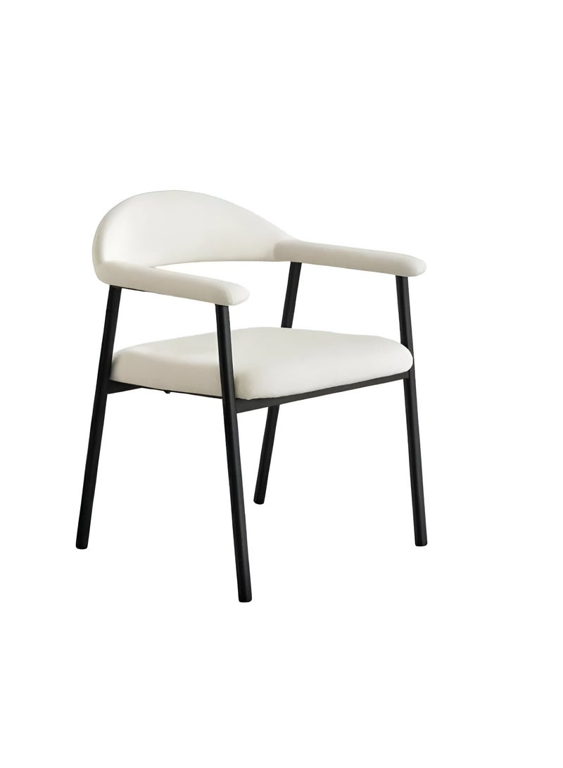 UNIKSAR Modern Boucle Fabric Upholstered Accent Armchair or Dining Chair with Matte Black Metal Frame - Ergonomic and Comfortable Seating - Image 2