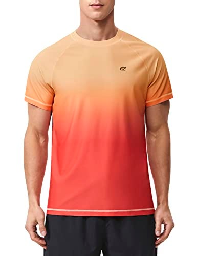 EZRUN Men's Rash Guard Swim Shirts Summer UPF 50+ UV Sun Protection Quick Dry Beach Fishing Water Shirts T Shirts for Men(Vermilion Gra,2XL) - Image 1