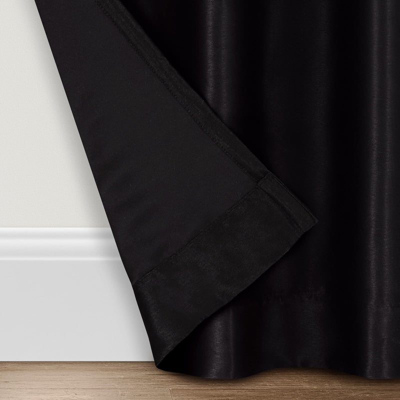 ECLIPSE Fresno Modern Blackout Thermal Rod Pocket Window Curtain for Bedroom (1 Panel)  52"" x 95""  Black - Image 4