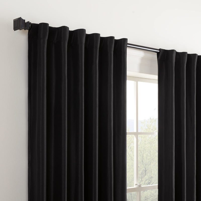 ECLIPSE Fresno Modern Blackout Thermal Rod Pocket Window Curtain for Bedroom (1 Panel)  52"" x 95""  Black - Image 3