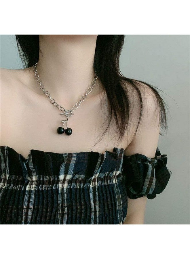 هالوتي قلادات من الفضة العتيقة على شكل كرز أسود بانك للنساء فوق سن 15 عامًا - Image 4