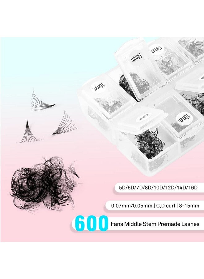 VAVALASH 600 Fans 5D-16D 24D Eyelash Extensions 8-15mm Mixed Length Thin Base Volume Lash Extension(10D-0.07-D-8-15mm) - Image 3