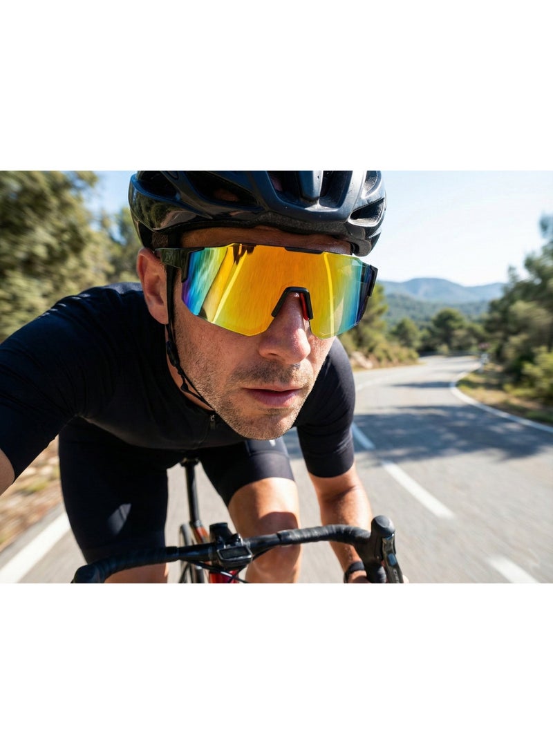 نظارات ركوب الدراجات عالية الجودة، نظارات شمسية مقاومة للغبار والرياح للرياضات الخارجية وتسلق الجبال والمشي لمسافات طويلة وركوب الدراجات (مع حقيبة بسحاب) - Image 3