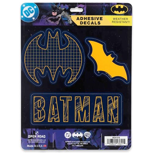 Open Road Brands DC Comics Batman Adhesive Vinyl Decals Iconic Set of Batman Stickers for Car Water Bottle or Laptop 1 Pack 3 Count - Image 1