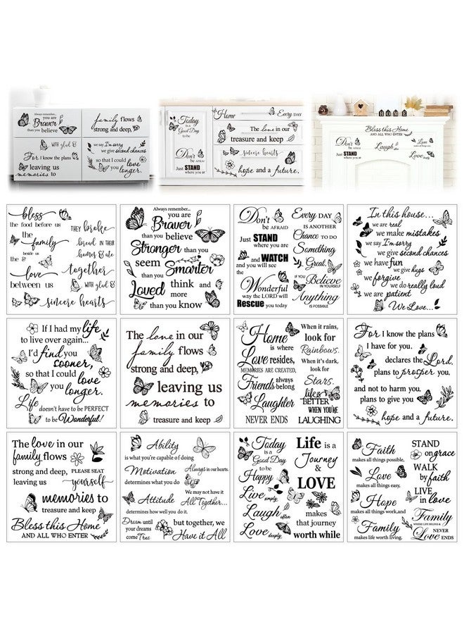 Whaline 12 Sheet Butterfly Inspirational Words Rub On Transfer For Crafts Black Warm Pattern Letters Rub On Transfer Furniture Stickers Decal For Diy Crafts Home Office School Decor 5.5 X 5.5 Inch - Image 1