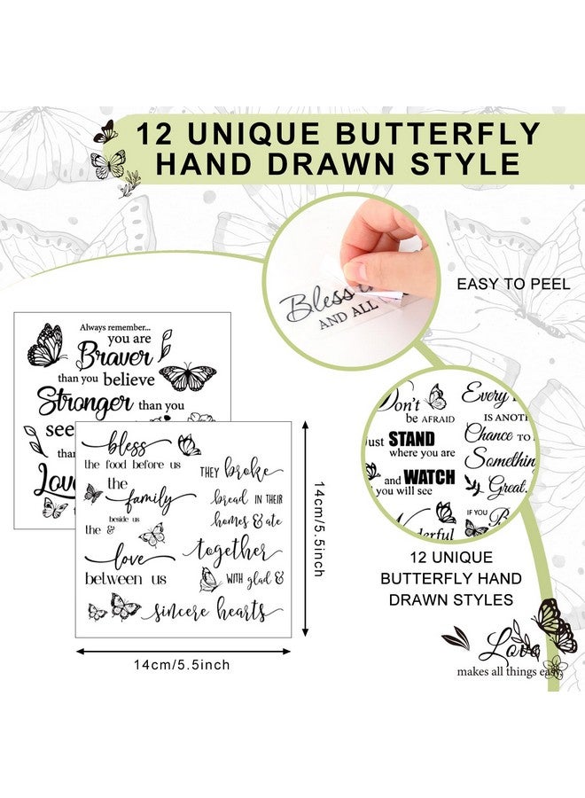 Whaline 12 Sheet Butterfly Inspirational Words Rub On Transfer For Crafts Black Warm Pattern Letters Rub On Transfer Furniture Stickers Decal For Diy Crafts Home Office School Decor 5.5 X 5.5 Inch - Image 2