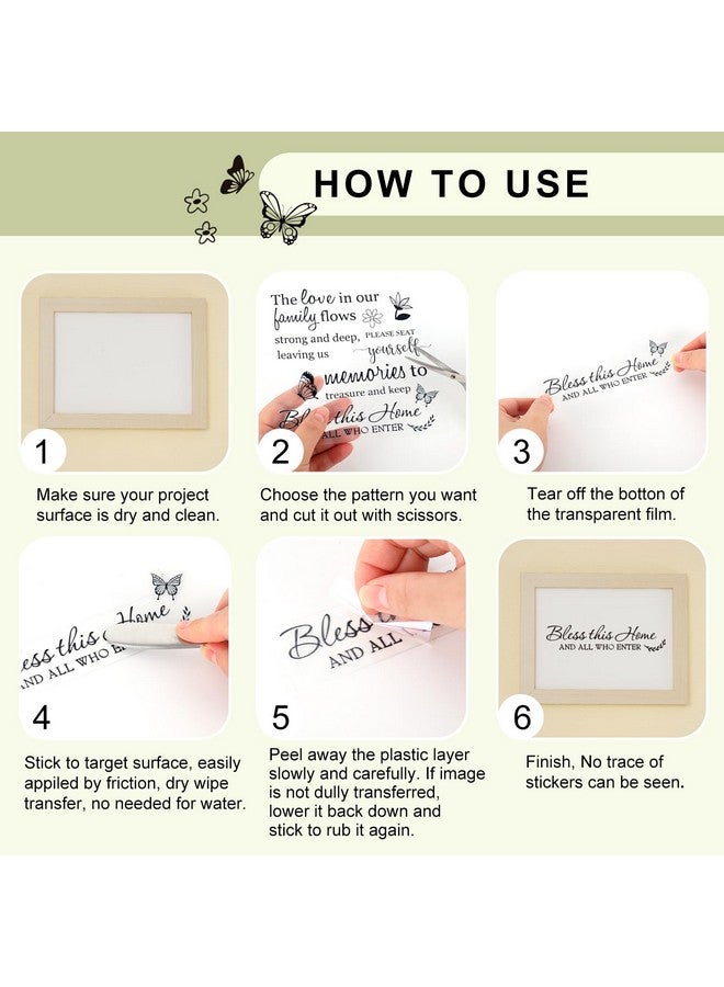 Whaline 12 Sheet Butterfly Inspirational Words Rub On Transfer For Crafts Black Warm Pattern Letters Rub On Transfer Furniture Stickers Decal For Diy Crafts Home Office School Decor 5.5 X 5.5 Inch - Image 3