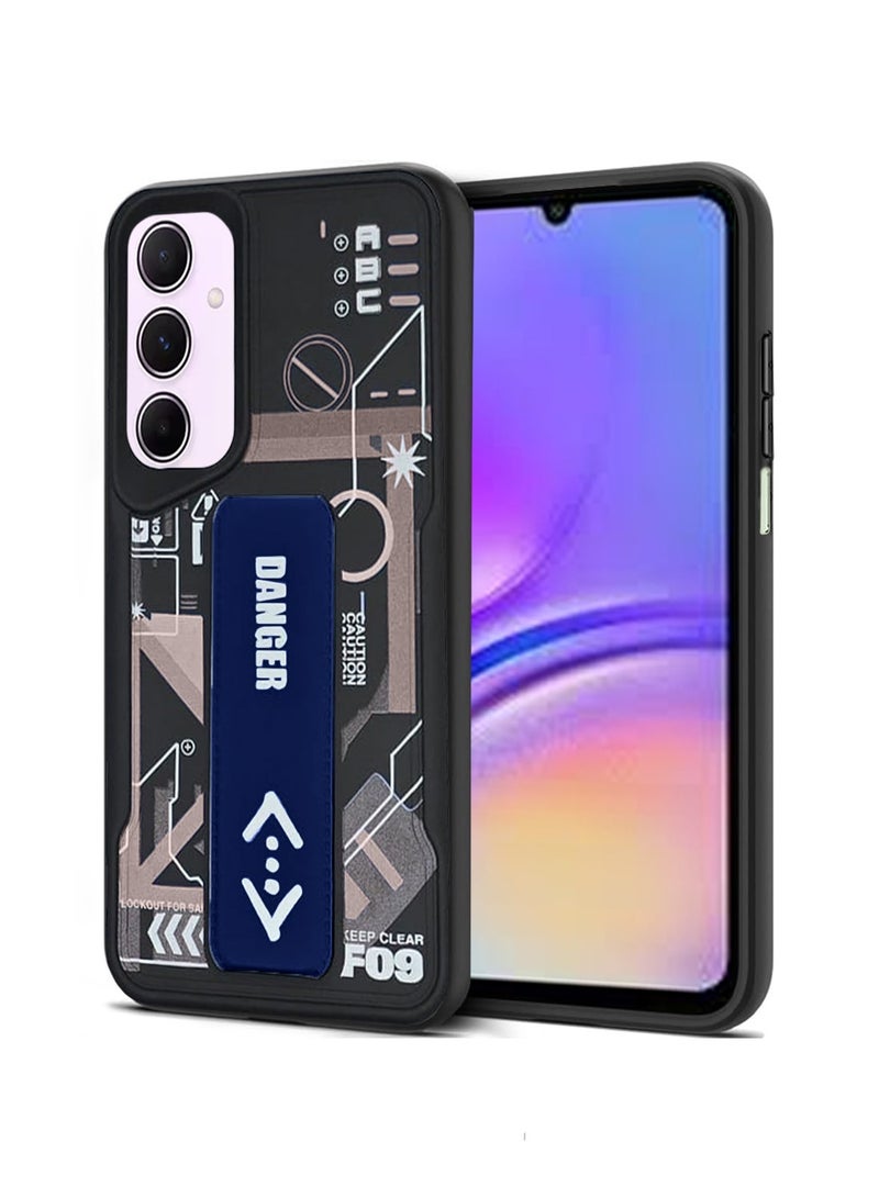 Techie غطاء خلفي من السيليكون بتصميم أنيق مع قبضة يد مغناطيسية وحامل لهاتف Samsung Galaxy A05s - أسود/أزرق داكن - Image 1