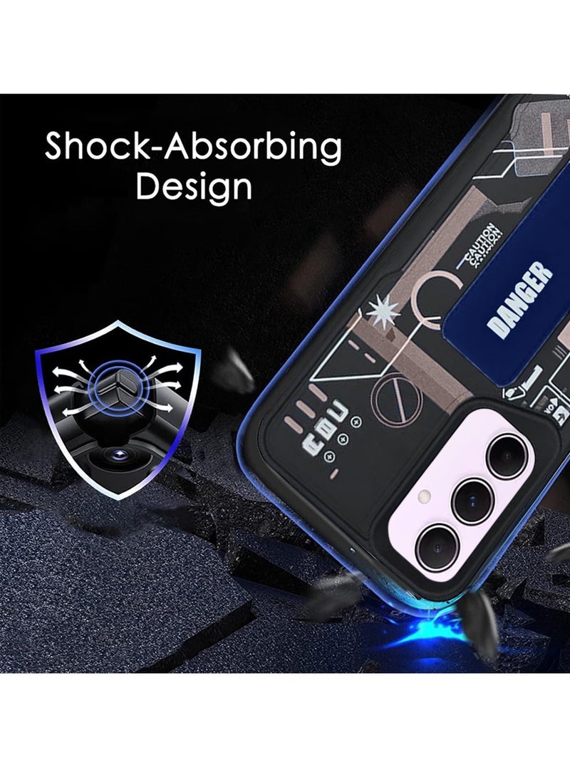 Techie غطاء خلفي من السيليكون بتصميم أنيق مع قبضة يد مغناطيسية وحامل لهاتف Samsung Galaxy A05s - أسود/أزرق داكن - Image 2