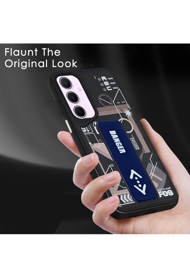 Techie غطاء خلفي من السيليكون بتصميم أنيق مع قبضة يد مغناطيسية وحامل لهاتف Samsung Galaxy A05s - أسود/أزرق داكن - Image 3