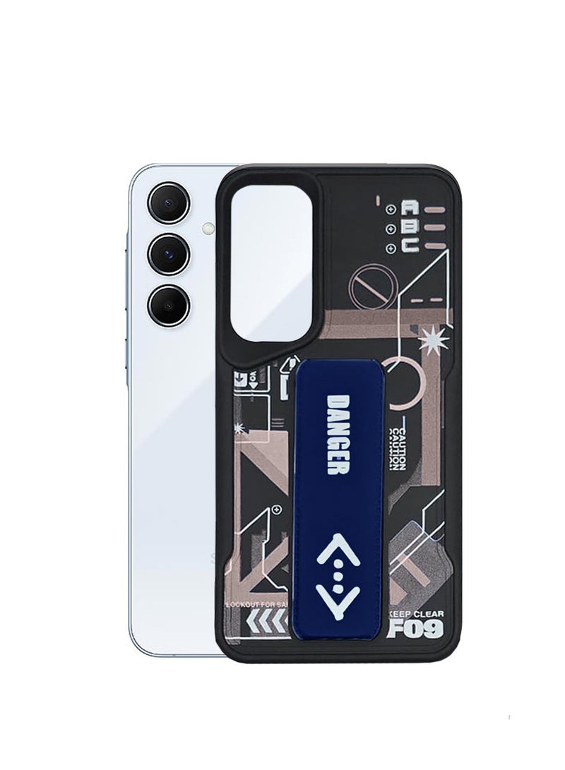 Techie غطاء خلفي من السيليكون بتصميم أنيق مع قبضة يد مغناطيسية وحامل لهاتف Samsung Galaxy A05s - أسود/أزرق داكن - Image 4