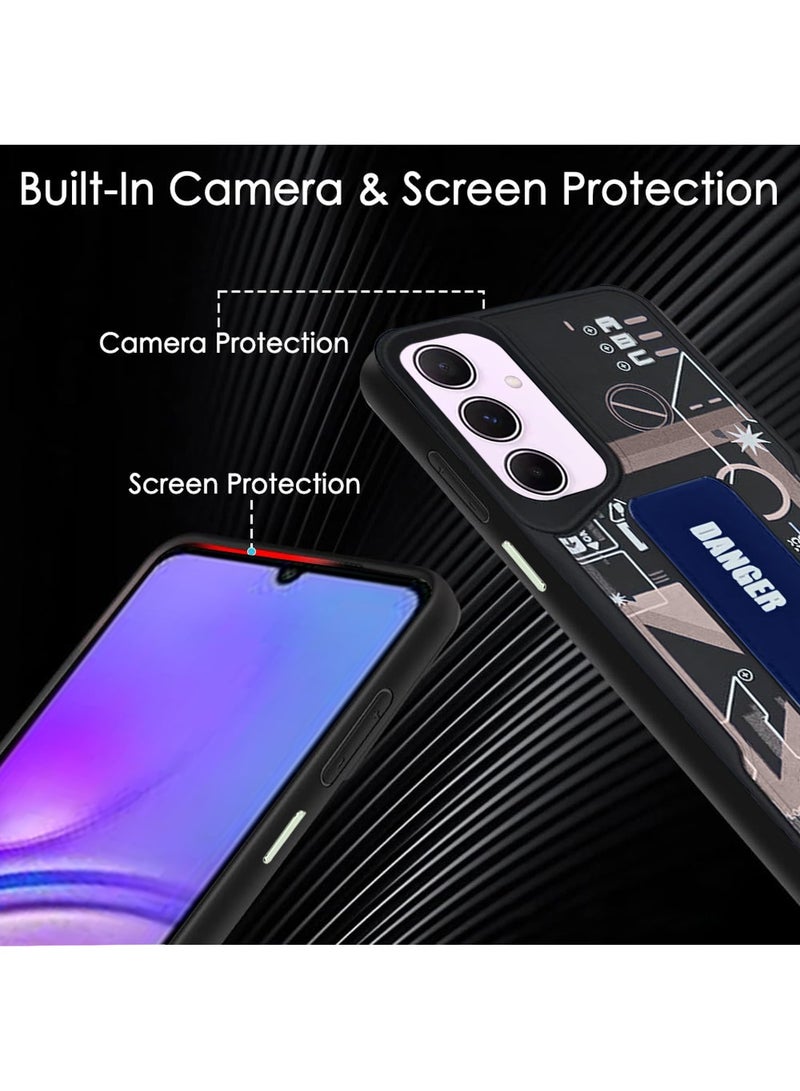 Techie غطاء خلفي من السيليكون بتصميم أنيق مع قبضة يد مغناطيسية وحامل لهاتف Samsung Galaxy A05s - أسود/أزرق داكن - Image 5