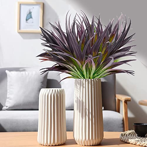 AUMVEYI 8 Pcs Outdoor Fake Plants UV Resistant Artificial Tall Grass Plants Faux Tropical Flowers Bushes Décor Fall Winter Summer Planters Patio Front Door Porch Plastic Greenery & Shrubs Decoration - Image 2
