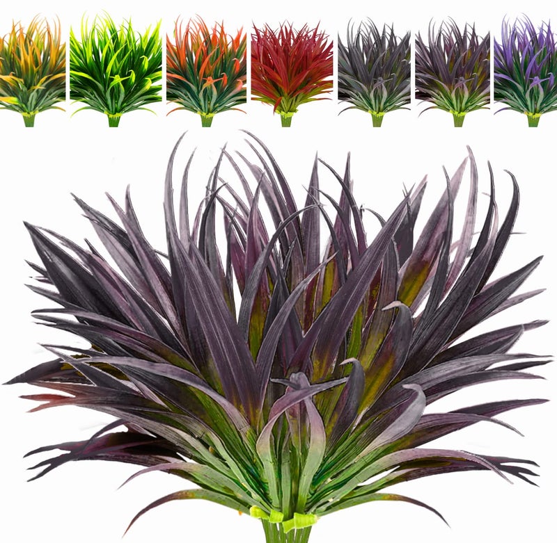 AUMVEYI 8 Pcs Outdoor Fake Plants UV Resistant Artificial Tall Grass Plants Faux Tropical Flowers Bushes Décor Fall Winter Summer Planters Patio Front Door Porch Plastic Greenery & Shrubs Decoration - Image 1