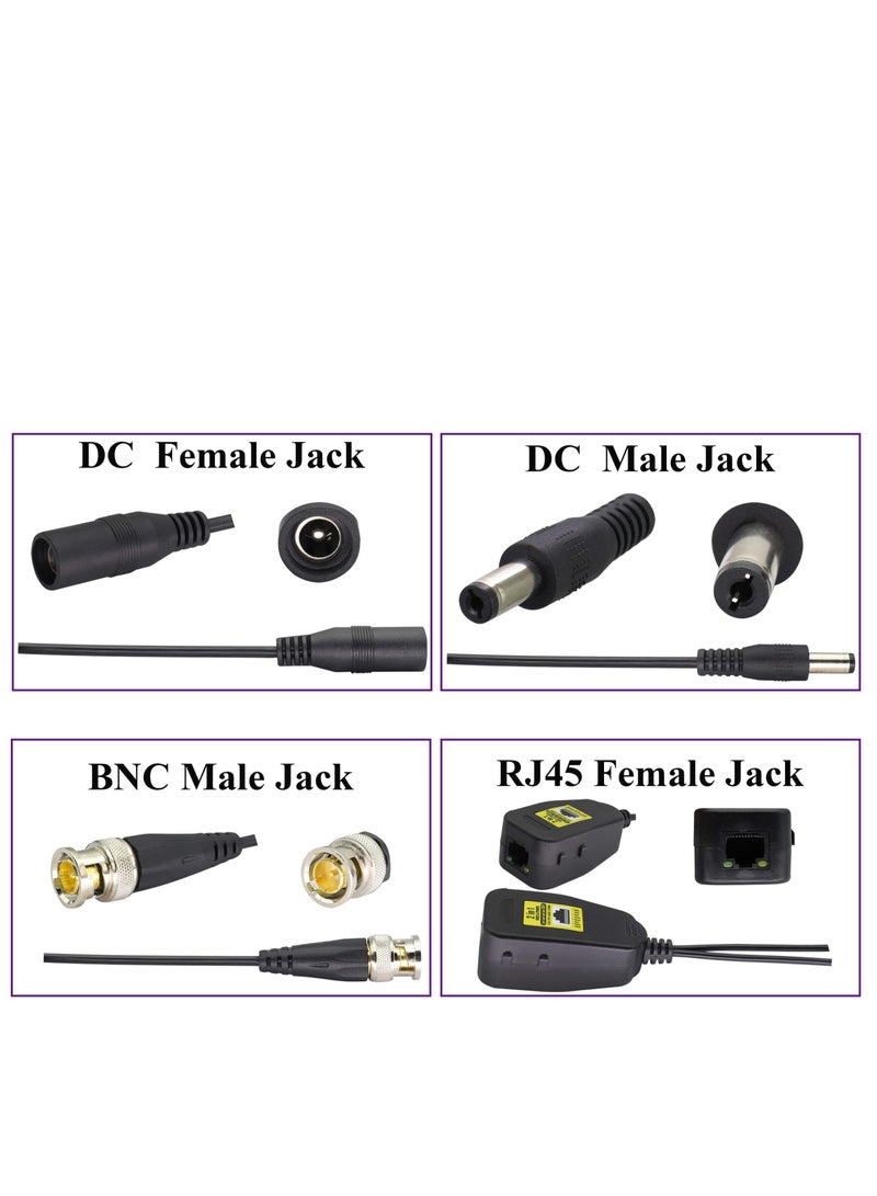 Excefore Passive Video RJ45 to BNC Transceiver Transmitter, HD CVI/TVI/AHD/CVBS, with DC power Connector, for 720P 960P 1080P 3MP 4MP 5MP 8MP CCTV Safety DVR Monitoring Camera System (18cm/4-pairs) - Image 4