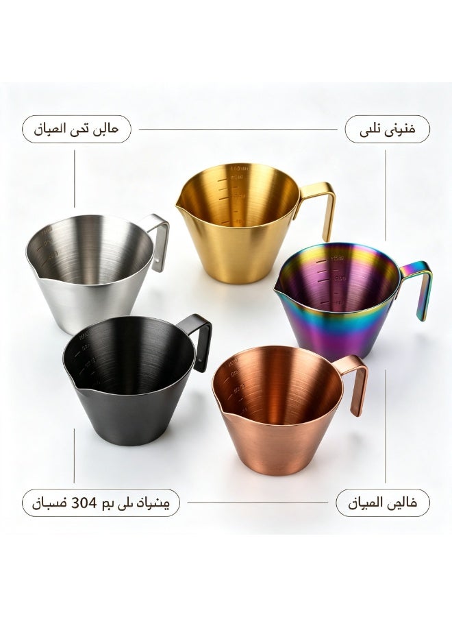 كوب قياس إسبريسو من الفولاذ المقاوم للصدأ 304، إبريق قهوة بمقياس وفوهة لتحضير القهوة المنزلي للباريستا - Image 5