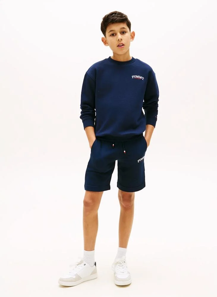 Tommy Hilfiger Dark Night Navy Logo Embroidery Terry Sweat Shorts for Men | Best Price UAE