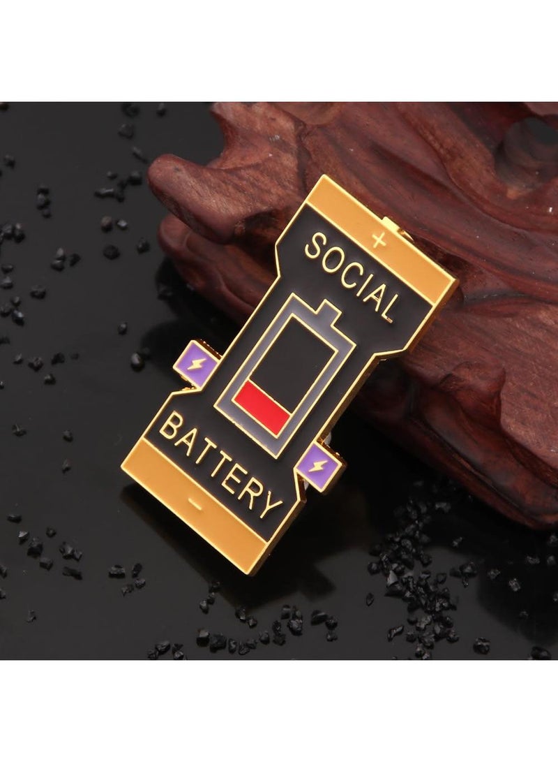 Sweet seven Social Battery Pin - Funny Introvert Mood Enamel Slider Pin - Image 5