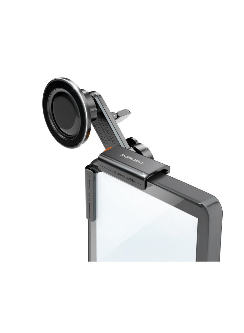 porodo Clavomag Adjustable Car Mount with Powerful Magnet & Suction, MagSafe Compatible, Strong Magnetic Hold, Quick Installation - Black - Image 1