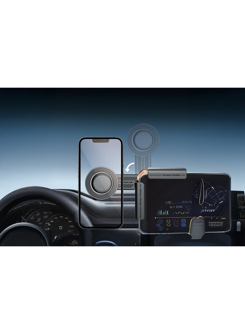 porodo Clavomag Adjustable Car Mount with Powerful Magnet & Suction, MagSafe Compatible, Strong Magnetic Hold, Quick Installation - Black - Image 2