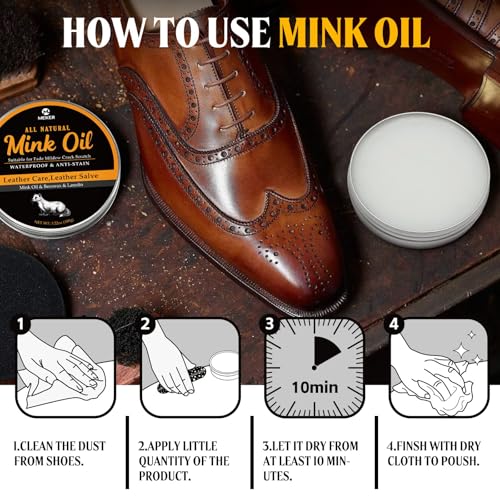 MEKER Mink Oil for Leather Boots, Leather Conditioner and Cleaner 3.52oz-All-Natural Waterproof Soften and Restore Shoes(2 Pack) - Image 5