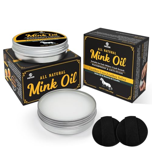 MEKER Mink Oil for Leather Boots, Leather Conditioner and Cleaner 3.52oz-All-Natural Waterproof Soften and Restore Shoes(2 Pack) - Image 1