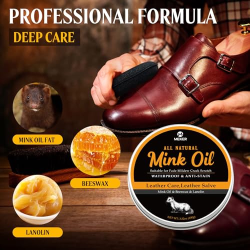 MEKER Mink Oil for Leather Boots, Leather Conditioner and Cleaner 3.52oz-All-Natural Waterproof Soften and Restore Shoes(2 Pack) - Image 2