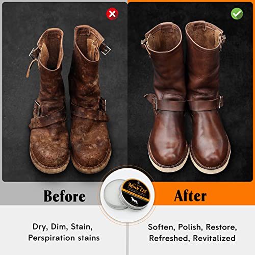 MEKER Mink Oil for Leather Boots, Leather Conditioner and Cleaner 3.52oz-All-Natural Waterproof Soften and Restore Shoes(2 Pack) - Image 4