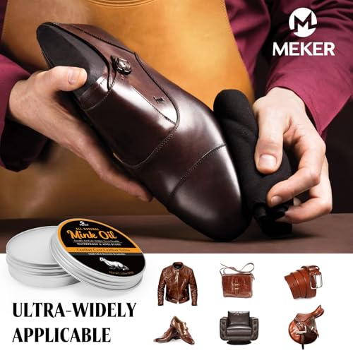 MEKER Mink Oil for Leather Boots, Leather Conditioner and Cleaner 3.52oz-All-Natural Waterproof Soften and Restore Shoes(2 Pack) - Image 3