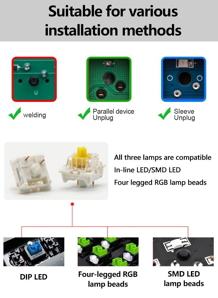 110pcs Yellow 3-Pin Linear-Tactile Mechanical Axles Ultra-Quiet Office keyboard Switches with SMD RGB Compatibility - Image 4