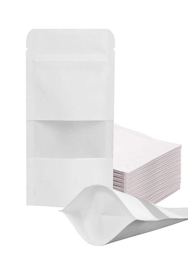 Deera Kraft Paper + Poly Stand Up Storage Zip lock Pouches with window 180mm x 260mm Pack Of 100 - White - Image 4