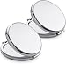 QUSTGO Compact Mirror Pocket Travel Makeup Mirror for Purse Metal Round Shell 2Sided 1X2X Magnifying Portable Folding Handheld Silver 2 Pack - Image 2
