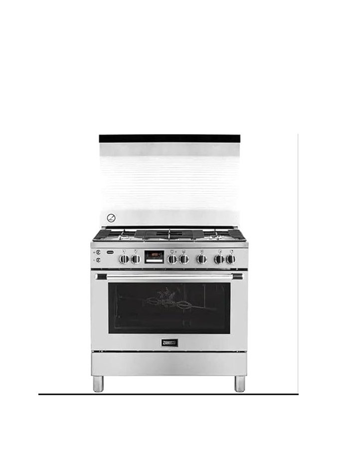 ZANUSSI Zanussi Tastemax 90cm cooker, with gas oven hob, 5-burner, full safety, silver ZCG92686XA  - Image 1
