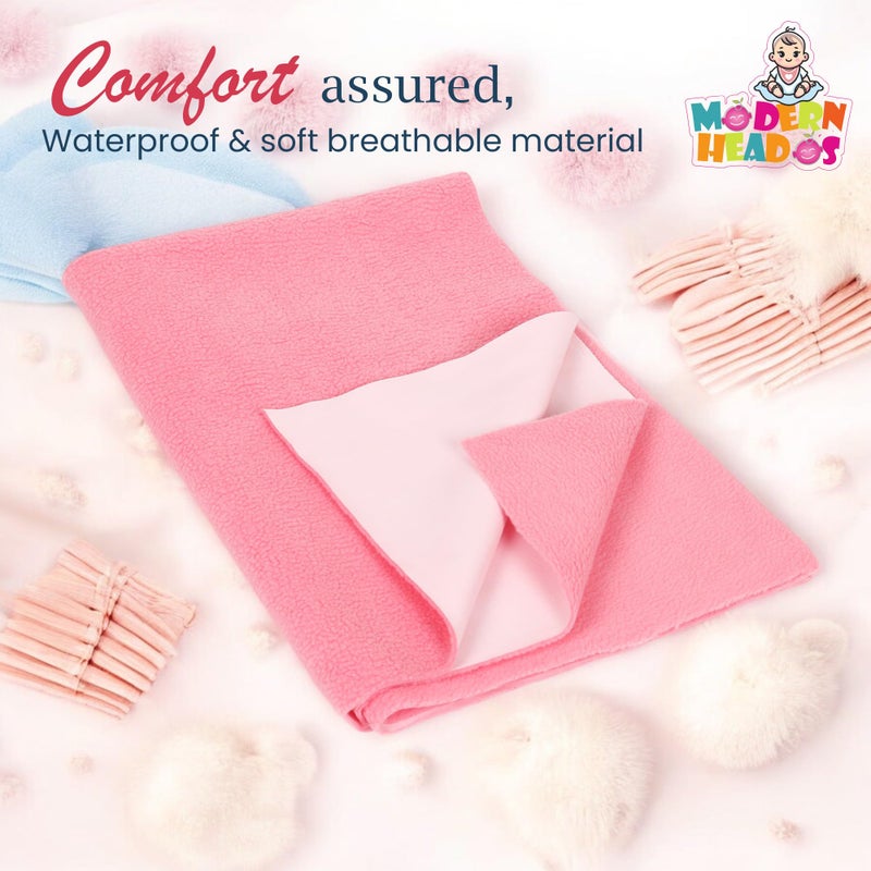 Modern Heados Anti-Piling Fleece Extra Absorbent Quick Dry Sheet for New Born Babies, Cotton Bed Protector Mattress, Reusable Waterproof Baby Cot Sheet Pack of 2 (MDDR_08-S) - Image 3