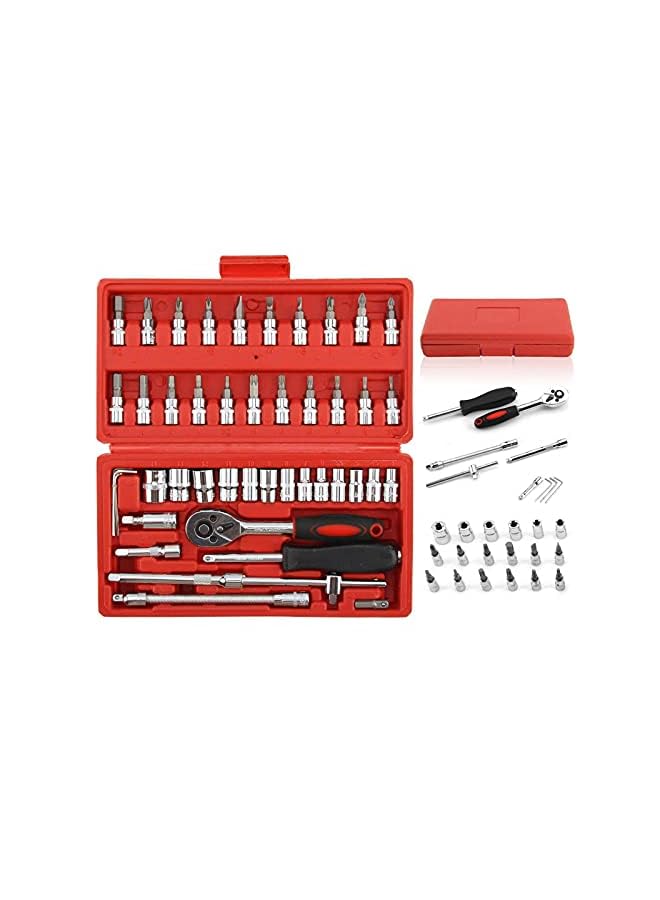 vesus Ratchet Wrench Socket Tools Set Metric 1/4'' Drive Screwdriver with Box - Image 3