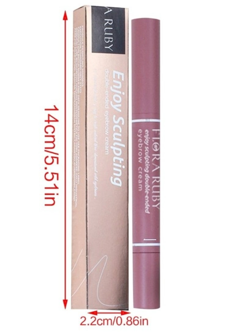 FLORA RUBY - Double Ended Eyebrow Cream Dual Sided Brow Brush Waterproof and Smudge Proof Eyebrow Definer Pen Makeup Retractable Ultra Fine Tip Fills in Sparse Areas and Gaps Eyebrow Pencil Dark Brown 01 - Image 1
