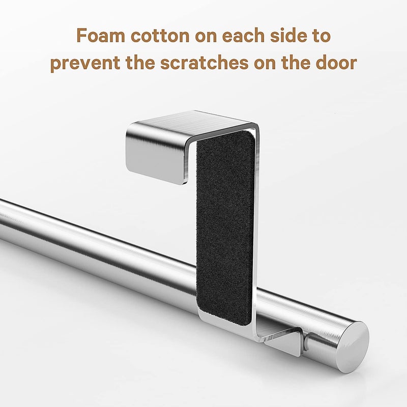 Mosuch Stainless Steel Over Door Towel Rack Bar Holders for Universal Fit on Over Cabinet Cupboard Doors 2 Pack (Sliver) - Image 3