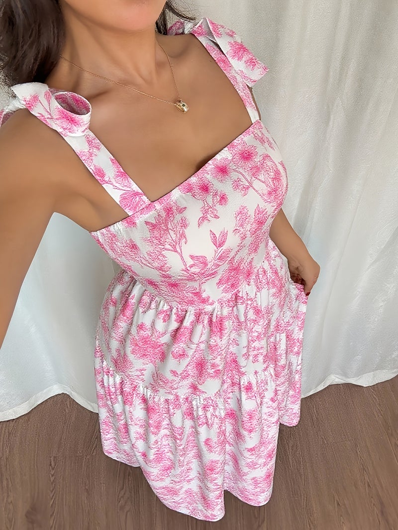 Fashionable New Elegant Floral Midi Dress with Smocked Back for Women 2201 - Image 5