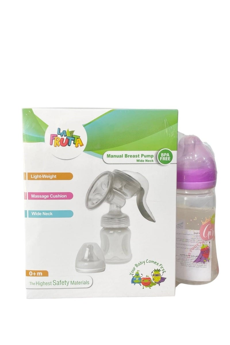 La Frutta La Frutta Breast Pump Manual Wide Neck +Feeding 220 Ml PP (Assorted) 
