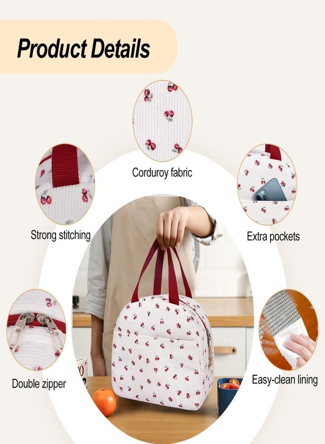 honitty Lunch Bag Women,Lunch Tote Bag for Women,Insulated Lunch Bag,Large Capacity Cooler Bag with Compartments for Work(Cherry) - Image 5