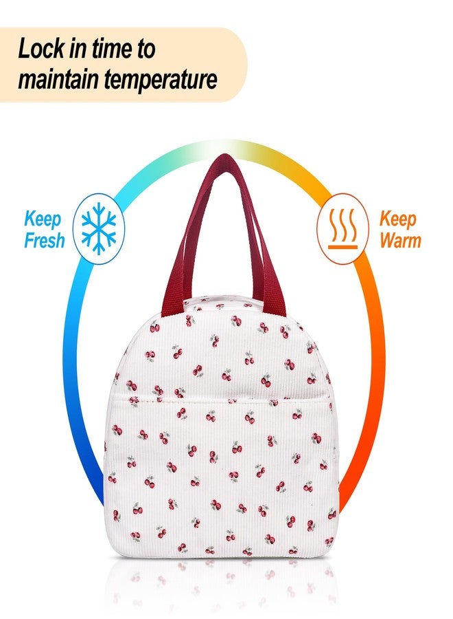 honitty Lunch Bag Women,Lunch Tote Bag for Women,Insulated Lunch Bag,Large Capacity Cooler Bag with Compartments for Work(Cherry) - Image 3